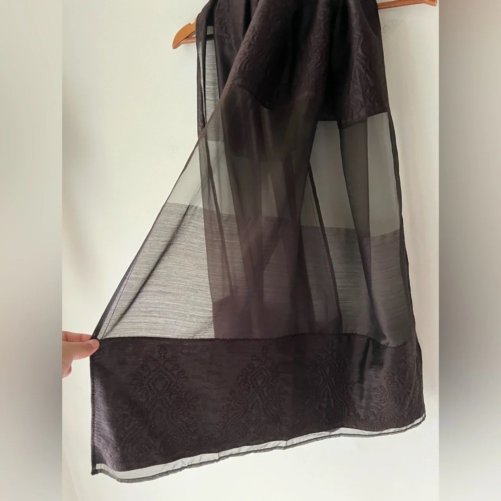 Etro Milano Wool Silk Blend Brown Large Scarf Shawl 27”X74”